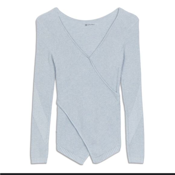 Lululemon gray wrap it back wool blend cable knit wrap sweater size 12 - Picture 1 of 7